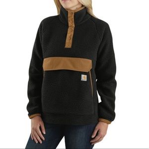 Carhartt Women's Relaxed Fit 1/4 Snap Front Fleece Work Pullover - Black